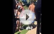 Justin Bieber stretching near the pool at a hotel in Miami
