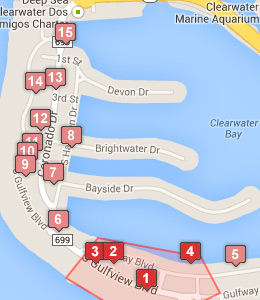 Map of Clearwater Beach, FL hotels